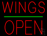 Wings Block Open Green Line Neon Sign