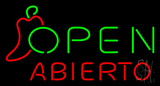 Green Open Abierto Neon Sign