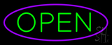 Green Open With Purple Oval Border Neon Sign