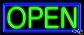 Blue Border With Green Open Neon Sign