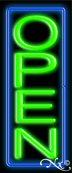 Blue Border With Green Vertical Open Neon Sign