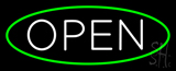 Open Oval Green White Neon Sign