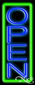 Green Border With Blue Vertical Open Neon Sign