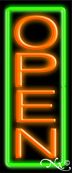 Green Border With Orange Vertical Open Neon Sign