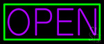 Green Border With Purple Open Neon Sign