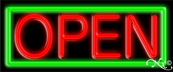 Green Border With Red Open Neon Sign