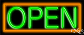 Orange Border With Green Open Neon Sign