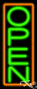 Orange Border With Green Vertical Open Neon Sign
