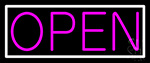 Pink Open With White Border Neon Sign