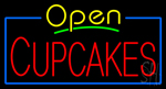 Open Cupcakes With Blue Border Neon Sign