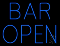 Blue Open Bar Neon Sign