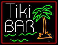 Green Tiki Bar With Palm Tree Neon Sign
