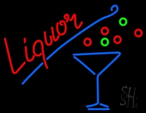 Liquor With Martini Glass Neon Sign