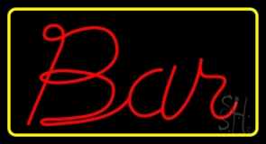 Red Bar With Yellow Border Neon Sign