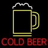 Red Cold Beer With Yellow Mug Neon Sign