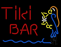 Red Tiki Bar With Parrot Martini Glass Neon Sign