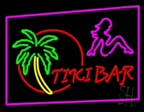 Tiki Bar Palm Tree With Girl Neon Sign