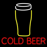 Yellow Glass With Cold Beer Neon Sign