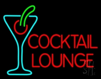 Cocktail Lounge With Martini Glass Neon Sign