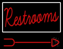 Cursive Restrooms With Arrow Neon Sign