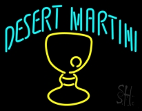 Desert Martini With Yellow Glass Neon Sign