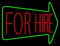 For Hire With Arrow Neon Sign