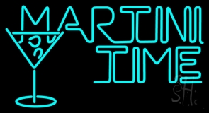 Martini Time With Martini Glass Neon Sign