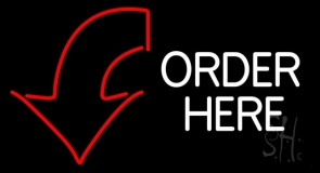 Order Here With Down Arrow Neon Sign