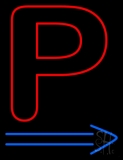 Parking P With Arrow Neon Sign