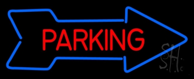 Parking With Arrow Neon Sign