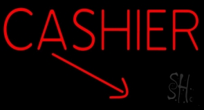 Red Cashier With Arrow Neon Sign