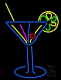 Stylized Cocktail Or Martini Glass With Lime Slice Neon Sign