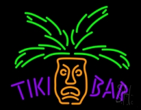 Tiki Bar With Palm Tree Neon Sign