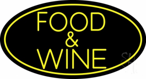 Yellow Food And Wine Neon Sign
