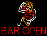 Bar Open With Girl Neon Sign