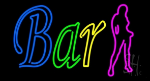 Double Stroke Bar With Girl Neon Sign