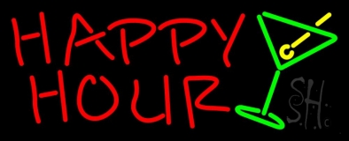 Happy Hour With Martini Glass Neon Sign