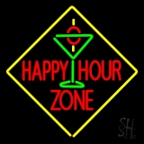 Happy Hour Zone With Martini Glass Neon Sign