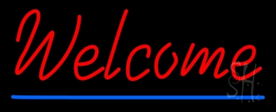 Red Welcome With Underline Neon Sign