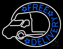 Round Free Delivery With Van Neon Sign