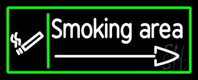 Smoking Area With Arrow Neon Sign