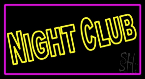 Double Stroke Yellow Night Club Pink Border Neon Sign