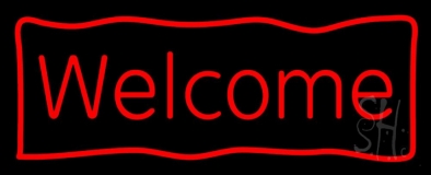 Red Welcome With Outline Neon Sign