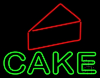 Cake With Cake Slice Neon Sign