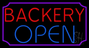 Red Bakery Blue Open Neon Sign