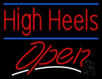 High Heels Open With Blue Line Neon Sign