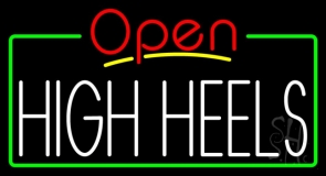 High Heels Open With Green Border Neon Sign