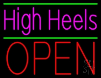 High Heels Open With Green Line Neon Sign