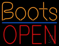 Orange Boots Open Neon Sign