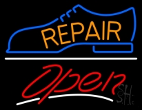 Orange Repair Shoe Logo Open Neon Sign